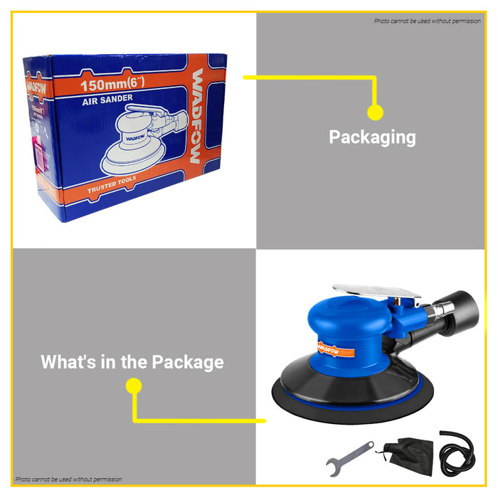 BUILDMATE Wadfow 6" Inch Air Sander with Side Exhaust 150MM Polishing Machine Orbital Sander WAT2505