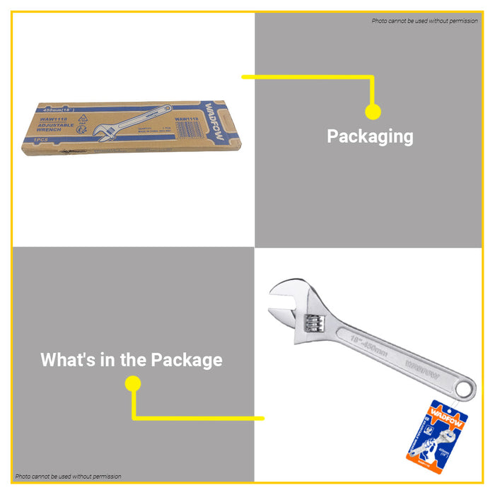 BUILDMATE Wadfow Adjustable Wrench 15" - 18" Inch Hand Repair Tool Heavy Duty Drop Forged Steel WHT