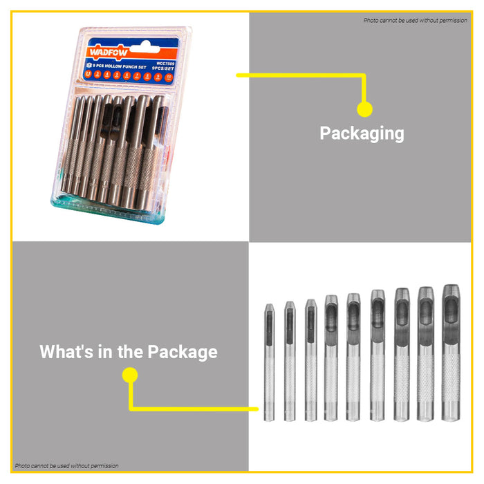 BUILDMATE Wadfow 9pcs Hollow Punch Set 2mm-10mm Leather Punching Hole Kit Leathercraft Tool WCC7509 - WHT