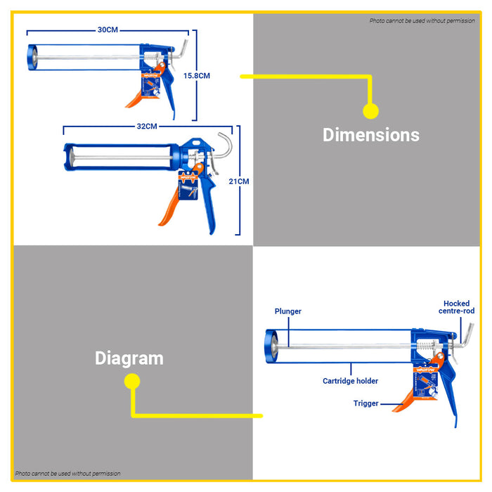 BUILDMATE Wadfow Caulking Gun 9" Inch Manual Injection Caulk Silicon Sealant Gun SOLD PER PIECE  WCG4109 / WCG3109  - WHT