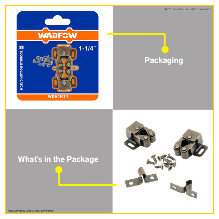 BUILDMATE Wadfow 2PCS/SET Double Roller Catch 1-1/4" Cabinet Catches Door Closer WDH1K14 - WHT