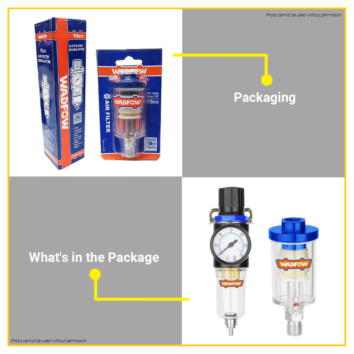 BUILDMATE Wadfow 1/4" Inch Air Filter / Regulator 15cc Oil Water Seperator SOLD PER PIECE WFF2602 / WFF3503 - WHT