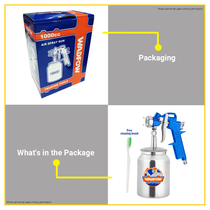 BUILDMATE Wadfow Air Spray Gun 1000cc Air Paint Sprayer Compressor Pneumatic Car Spray Painting Tool WGA1561 / WGA1510 - WHT