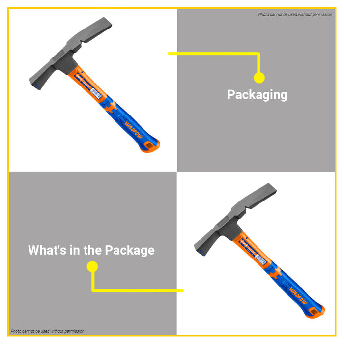 BUILDMATE Wadfow Mason Hammer Glass Easy To Grip Fiber handle Vertical Cutting Edge WHM3306 - WHT