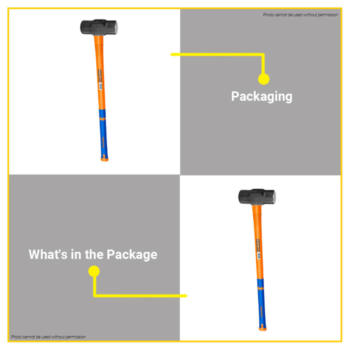 WADFOW 6LB-12LB Sledge Hammer Stoning Maso Fiberglass Handle Large Tool for Wall Smashing •BUILDMATE• WHT