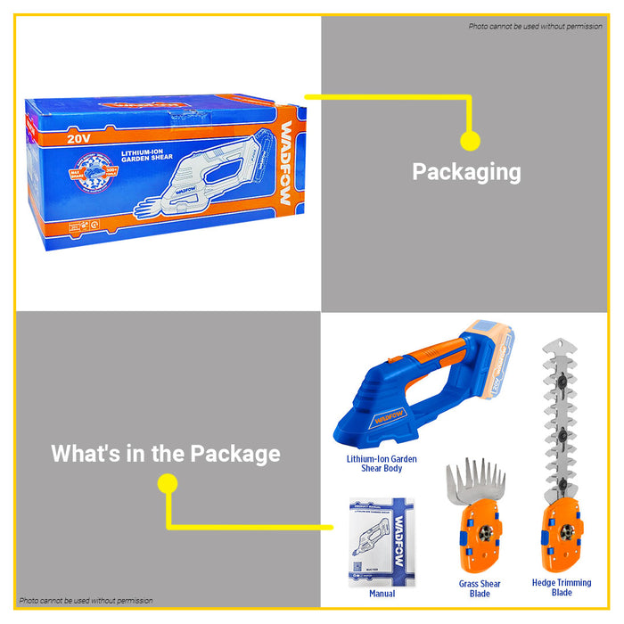 BUILDMATE Wadfow Lithium-Ion Cordless 20V Garden Shear 1200rpm Rechargeable Pruning Shrub Grass Shear Gardening Tool BARE UNIT ONLY WJC1520 - WCPT