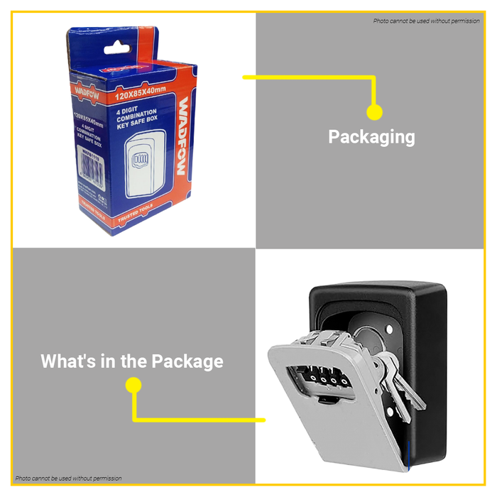 BUILDMATE Wadfow 4 Digit Combination Key Safe Box 120x85x40mm Wall Mounted Outdoor Key Secure Cabinet Storage Lock Box WKFB1119 - WHT