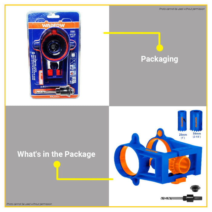 BUILDMATE Wadfow 4pcs Door Lock Installation Hole Saw Set Hole Saw WKJ2404 - WHT