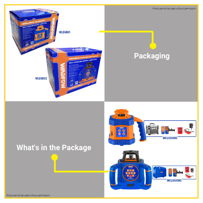 BUILDMATE Wadfow Self Leveling Rotary Laser Level 600M Red Laser Beam 360° High Precision Construction Line Laser Measuring Tool - WPT