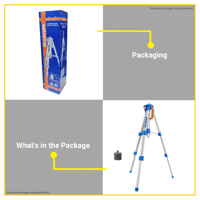 BUILDMATE Wadfow Tripod for Distance Laser Levels 1.1MT P 5/8" Inch & 1/4" Inch Adjustable Aluminum Laser Level Stand WLE9301 - WHT