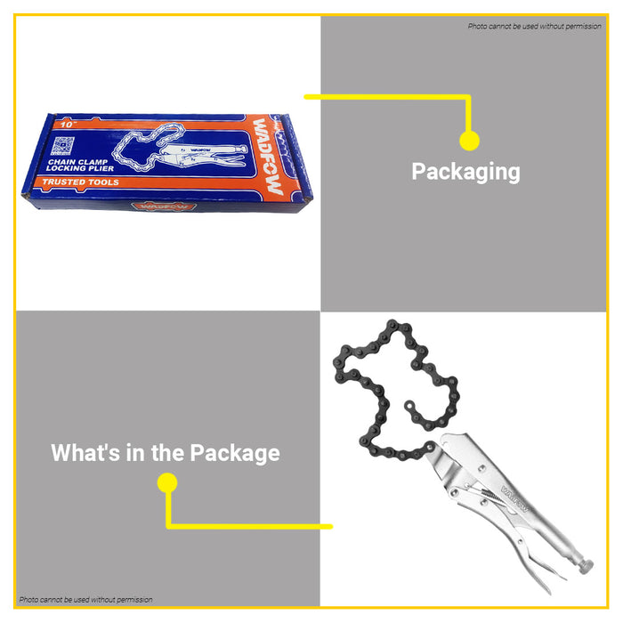 BUILDMATE Wadfow Chain Clamp Locking Plier 10" Inch Carbon Steel Oil Filter Grip Wrench Hand Tools WLP5510 - WHT