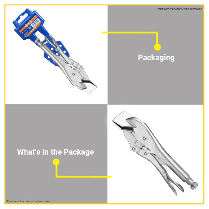 BUILDMATE Wadfow Flat Jaw Locking Plier 10" Inch Carbon Steel Vise Grip Clamp Pliers Hand Tools WLP7210 - WHT