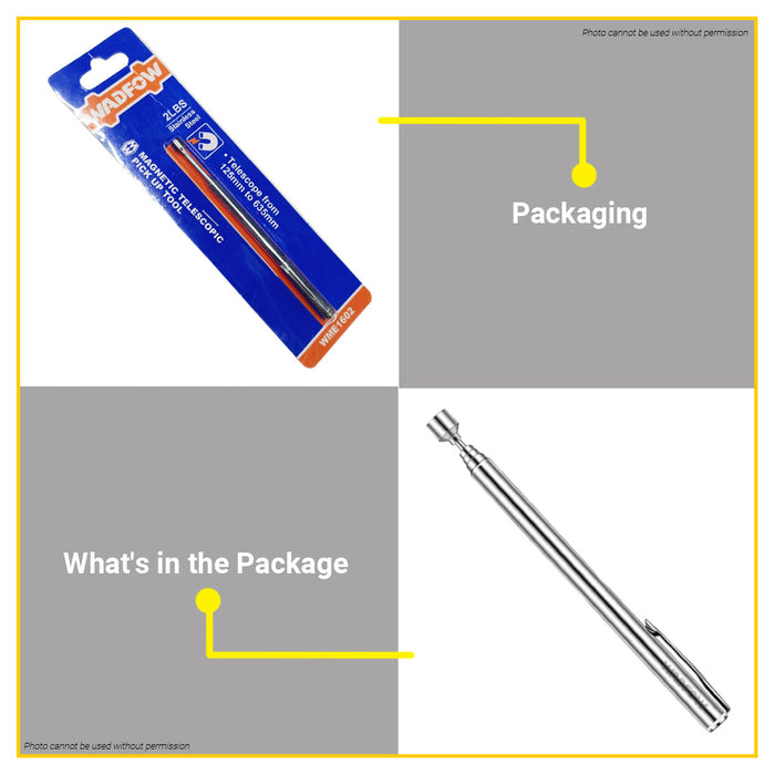 BUILDMATE Wadfow Magnetic Telescopic Pick Up Tool 125mm to 635mm Portable Magnet Rod Stick for Small Metal Tools WME1602 - WHT