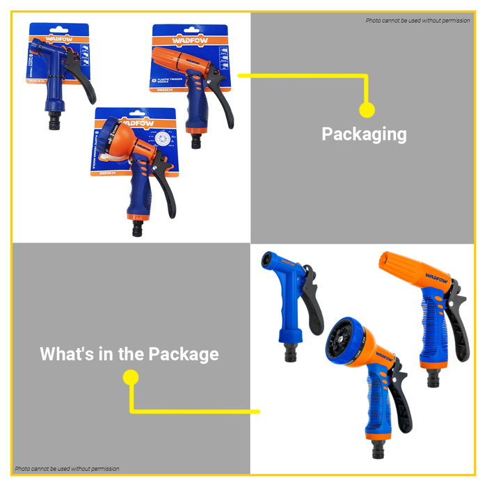 BUILDMATE Wadfow Plastic Trigger Spray Nozzle 3-Way/ 9-Way Adjustable Spray Pattern with Flow Control Hand Spray Watering Nozzle SOLD PER PIECE - WHT