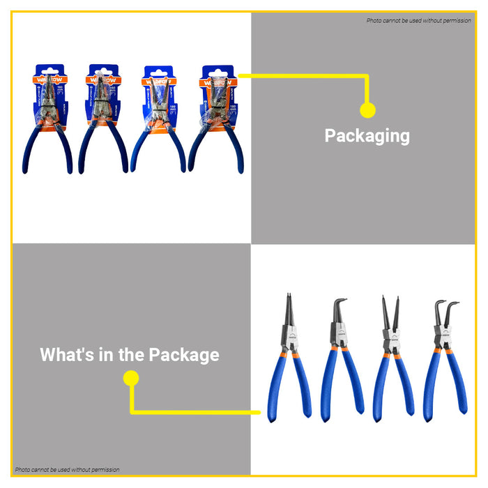 BUILDMATE Wadfow Circlip Pliers 7" Inch Internal / External Retaining Snap Ring Bent and Straight Head Plier SOLD PER PIECE - WHT