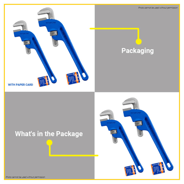 BUILDMATE Wadfow Offset Pipe Wrench 8" - 14" Inches Adjustable Plumber Piping Wrench Pipe Tool for Plumbing SOLD PER PIECE - WHT