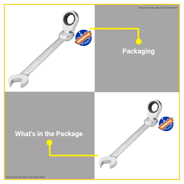 BUILDMATE Wadfow 8MM-19MM Flexible Head Combination Ratchet Spanner Wrench Gear Ring SOLD PER PIECE - WHT