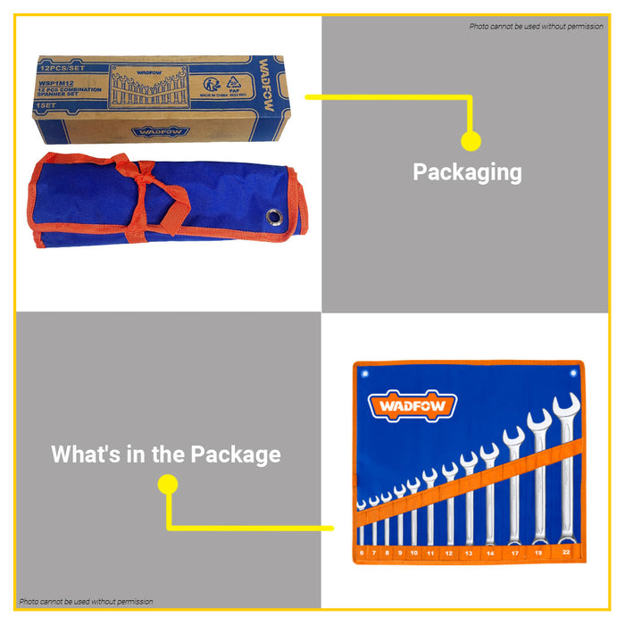 BUILDMATE Wadfow 12PCS Combination Spanner Set 6MM-22MM Gear Ring Combination Set WSP1M12 - WHT