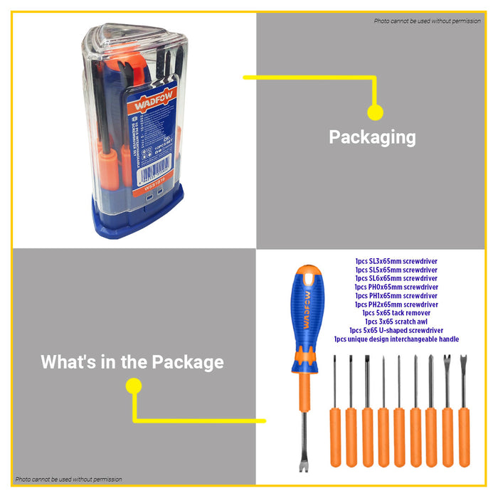 BUILDMATE Wadfow 10PCS/SET Interchangeable Screwdriver Set for Repair Hand Tool WSS1B10 - WHT