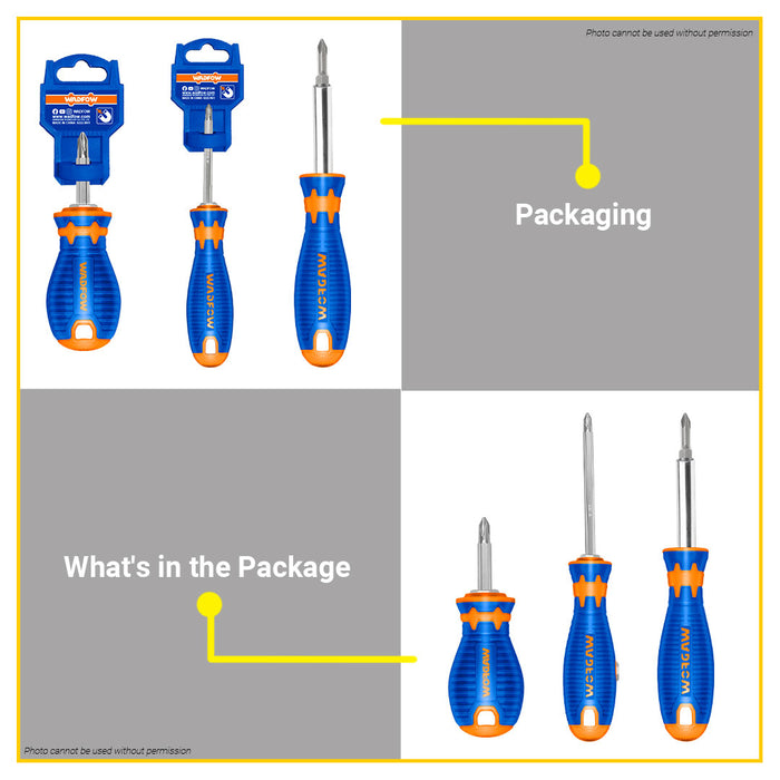 BUILDMATE Wadfow Screwdriver Set 2IN1 / 6IN1 CR-V Interchangeable Multi-Purpose Hand Repair Tool WHT