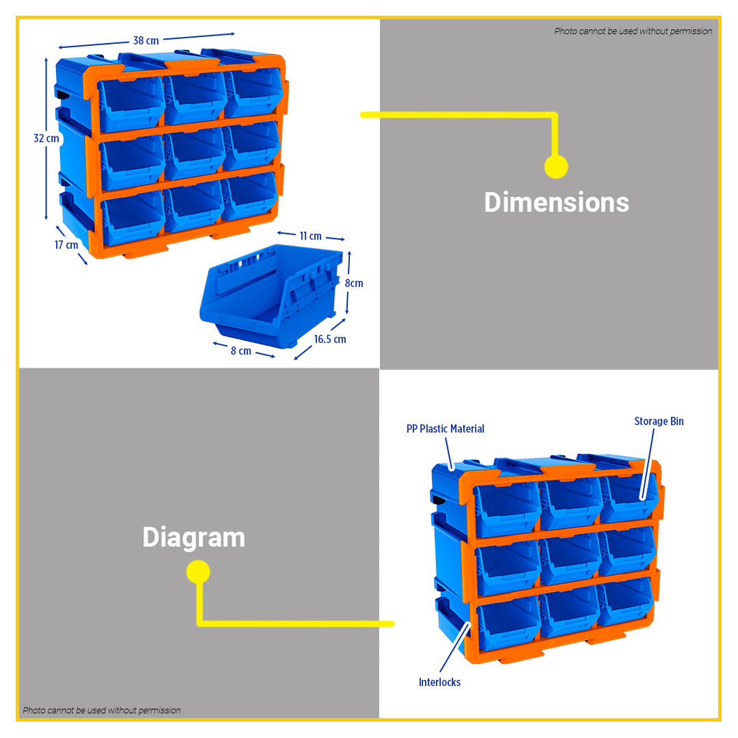 BUILDMATE Wadfow Modular Storage Bin Tower Transparent Plastic Tray Or ...