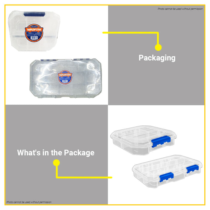 BUILDMATE Wadfow Transparent Organizer with 6pcs / 13pcs Compartment Clear Plastic Storage Box Carrying Case Tool Box - WHT