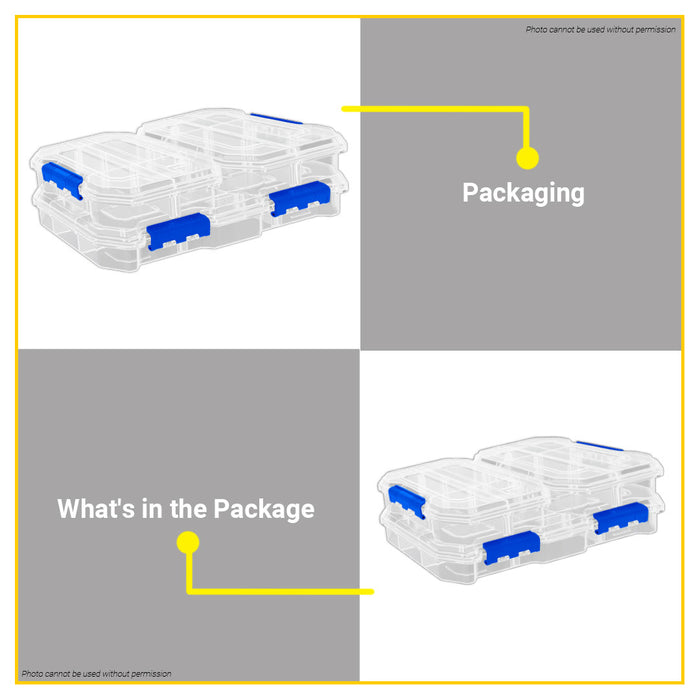 BUILDMATE Wadfow 3pcs Transparent Plastic Organizers Set Small and Large Clear Stackable Storage Container Boxes WTB8343 - WHT