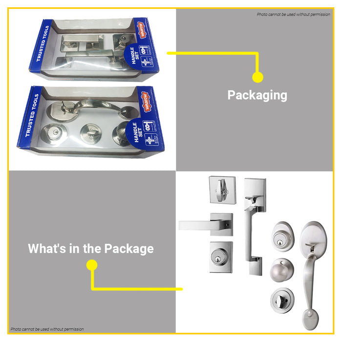 BUILDMATE Wadfow Zinc Alloy Handle Set Anti-theft Door Lock Entrance & Privacy Function Set WUH1501 / WUH2501 - WHT