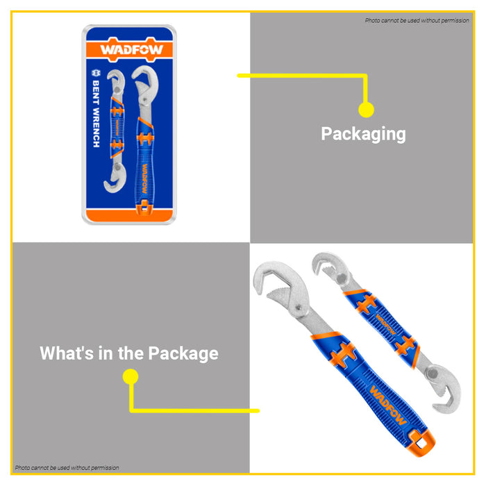 BUILDMATE Wadfow 2PCS/SET Universal Wrench Single / Double Open End Wrench Adjustable Multi-Function Spanner Snap and Grip Hand Tool Set WUW1103 - WHT