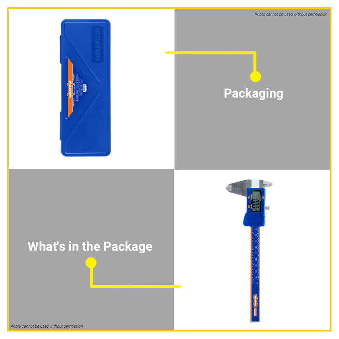 BUILDMATE Wadfow Digital Caliper 150mm/200mm Range Electronic Vernier Metric/Inch Conversion Caliper Precision Measuring Tool WVC2B15 / WVC2B20 - WHT