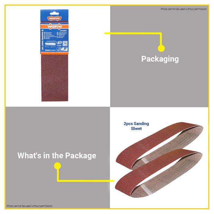 BUILDMATE Wadfow 2PCS/SET Sanding Sheet 76x533mm Grit P40-P80 Belt Sander Sheets Sandpaper For Polishing Wood SOLD PER SET - WHT