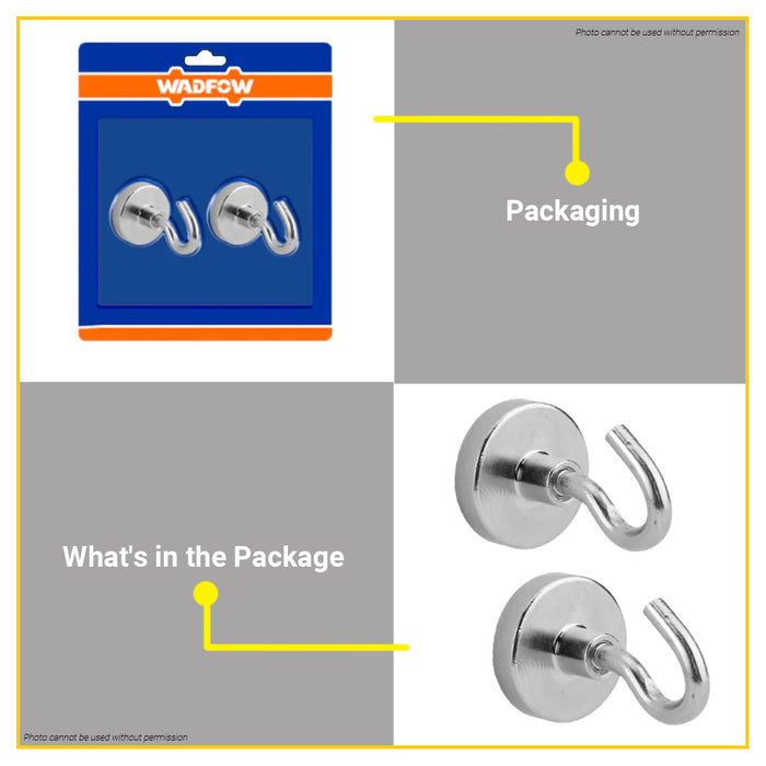 BUILDMATE Wadfow 2pcs / 4pcs Magnetic Hook Set Ø32mm / Ø20mm Magnetic Mount Hanging Hook Nickel Coated Magnetic Holder - WHT