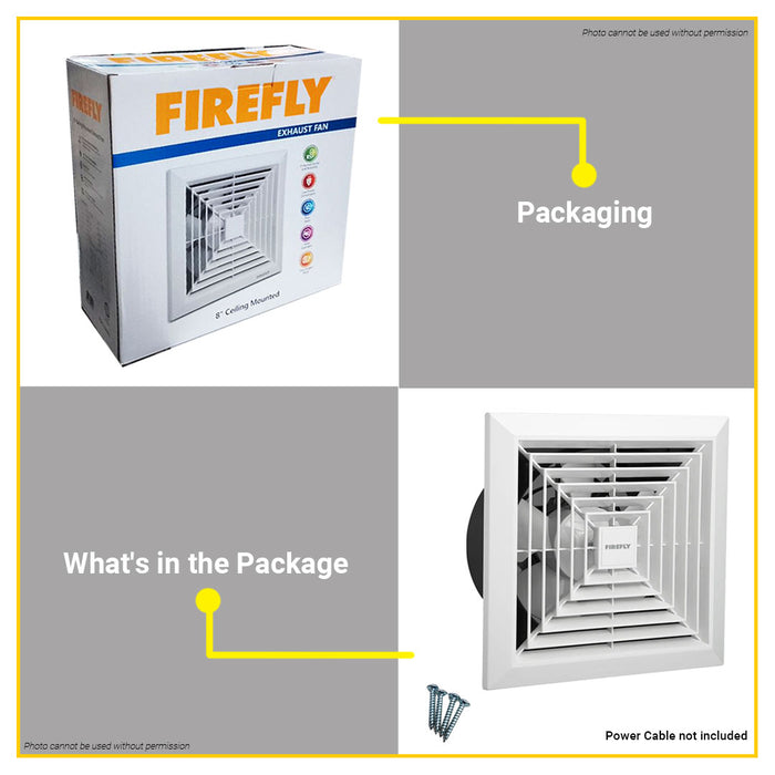 BUILDMATE Firefly Ceiling Mounted Exhaust Fan 8" Wide Radial Grille Ai