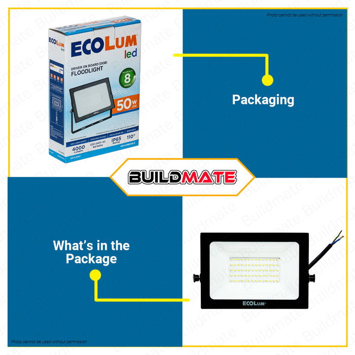 BUILDMATE Ecolum LED Driver On Board Floodlight (DOB) 20W / 30W / 50W Outdoor Security Solar Street LED Light SOLD PER PIECE