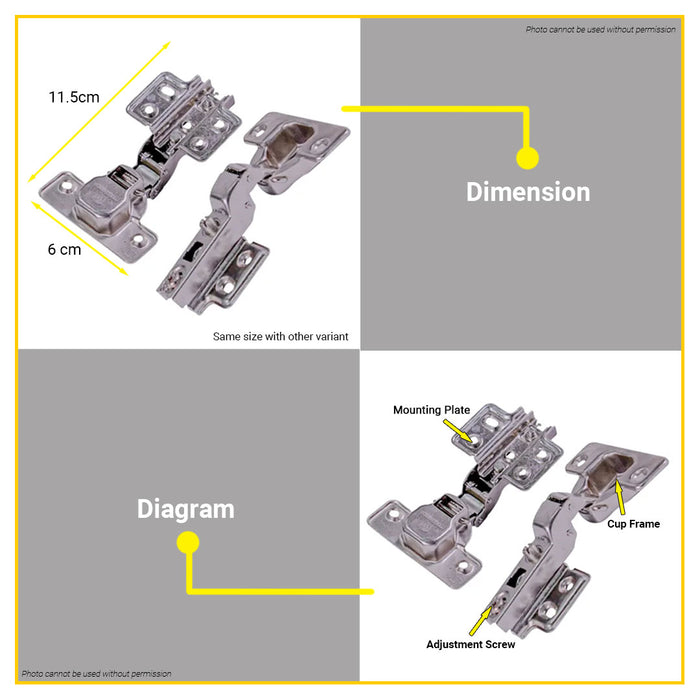 BUILDMATE Powerhouse Hydraulic Soft Close Concealed Hinges Over Lap | Half Lap | Inset [SOLD BY PAIRS] Degree Hinges Frameless Cabinet Hinges Hydraulic Adjustable Mounting Concealed Hinges • PHDH