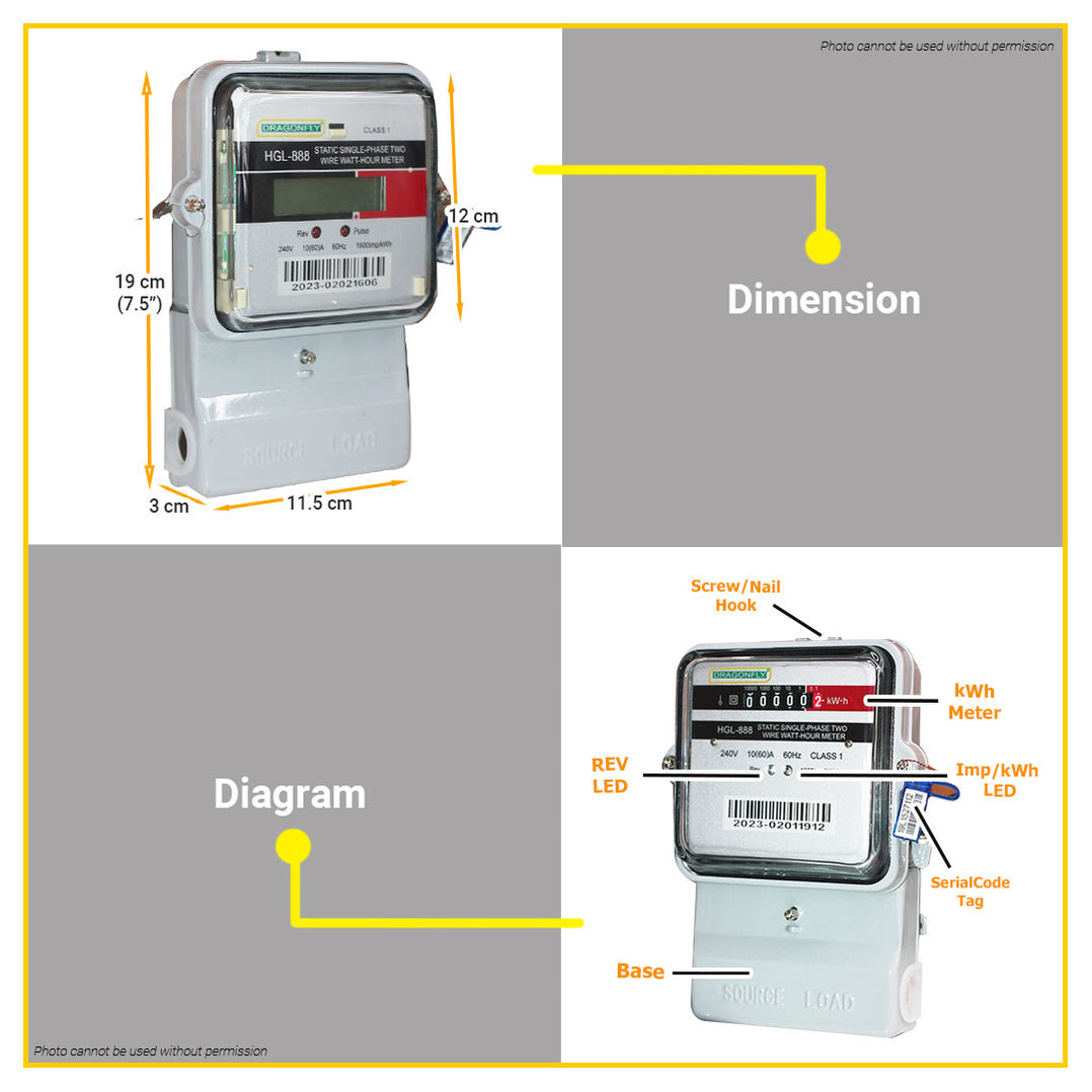 DRAGONFLY Electric Meter KWH Submeter DIGITAL / ANALOG ERC Approved •B ...