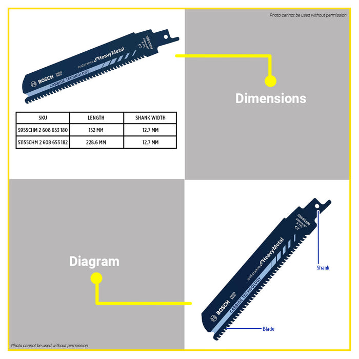 BUILDMATE Bosch S 955 CHM Reciprocating Saw Blade Endurance for Heavy Metal Cutting 2608653180 - BAX