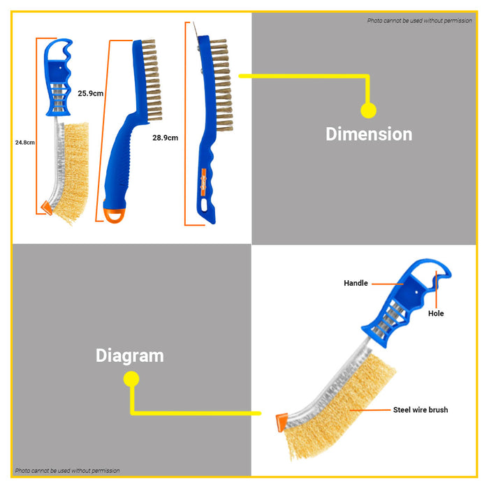 BUILDMATE Wadfow Steel Wire Brush 250MM - 290MM Metal Derusting Polishing Dirt Removal Cleaning Brush Tool SOLD PER PIECE WBH1101 / WBH1103 / WBH3611 - WHT