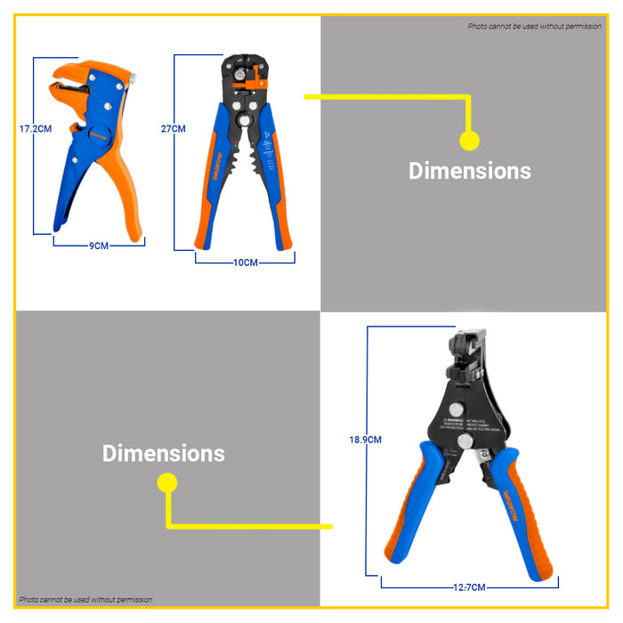 BUILDMATE Wadfow Wire Stripper 7" / 8-1/4" Cable Cutter Peeler Multi-function Crimper Wire Removal Stripping Tool WBQ4601 WBQ9601 WBQ8401 - WHT