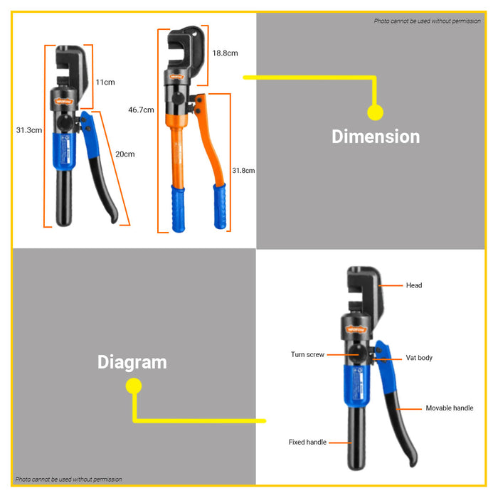 BUILDMATE Wadfow Hydraulic Steel Cutter 4-12mm / 4-22mm Hydraulic Tool Cutting Steel Bar Manual Plier WCR1D12 WCR1D22 - WHT