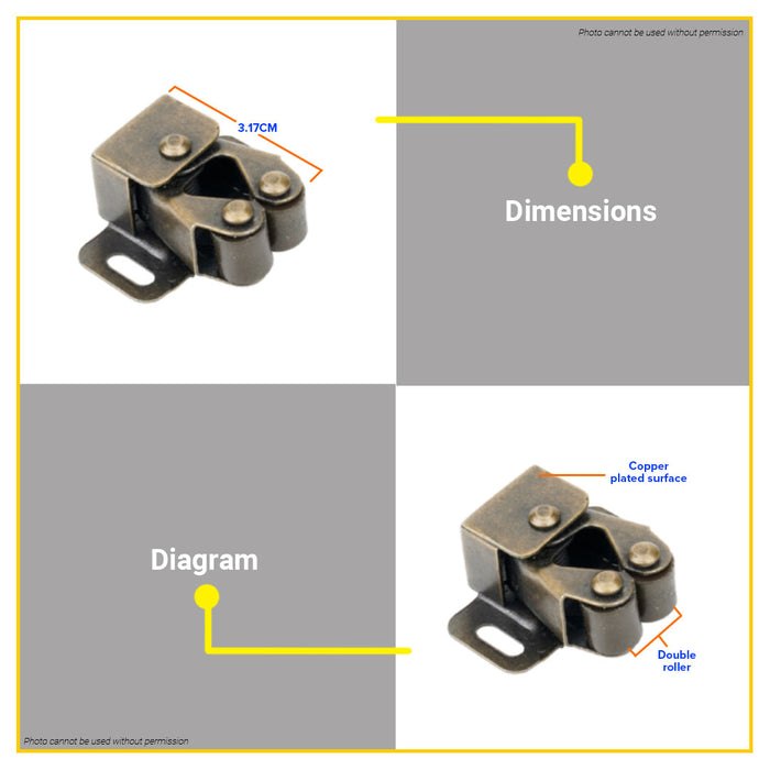 BUILDMATE Wadfow 2PCS/SET Double Roller Catch 1-1/4" Cabinet Catches Door Closer WDH1K14 - WHT