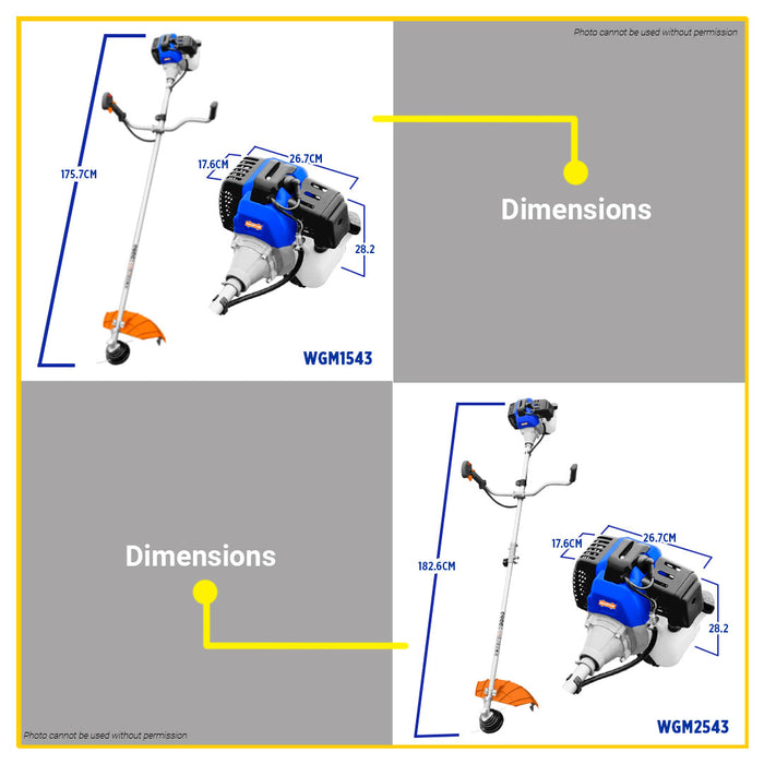 BUILDMATE Wadfow Gasoline Grass Trimmer and Bush Cutter 42.7cc 2-Stroke Engine 1.25kW Lawn Mower Weed Cutter WGM1543 / WGM2543 - WPT