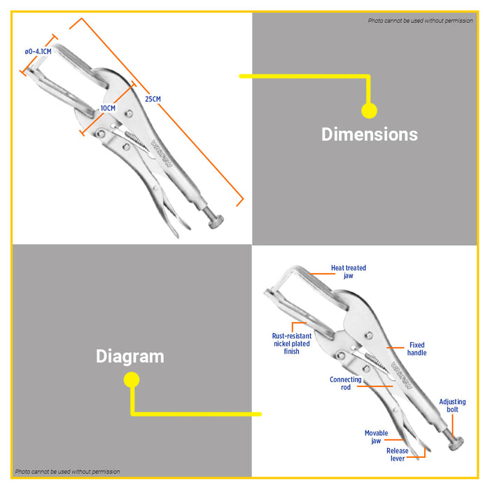 BUILDMATE Wadfow Welding Plier 10" Inch Carbon Steel Welder Clamp Pliers WLP6210 - WHT