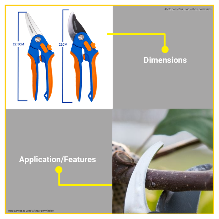 BUILDMATE Wadfow Pruning Shear 8.5" / 9" Gardening Clippers Pruner Scissor Secateurs Shears Pruning Hand Tools WPA1E05 / WPA1E06 - WHT