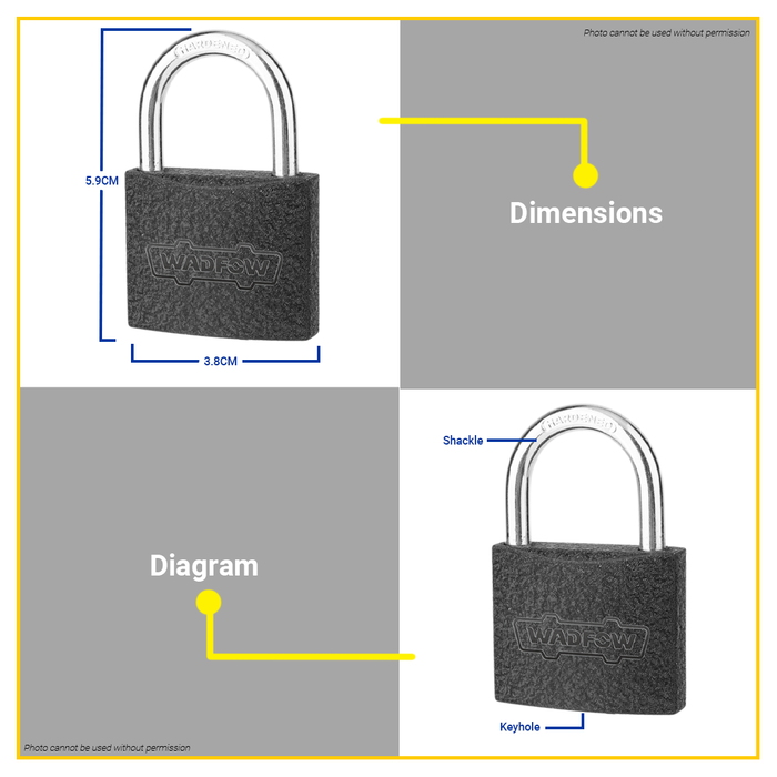 BUILDMATE Wadfow 2pcs / 4pcs Key-Alike Iron Padlock Set 38mm Short Shackle with 3pcs Iron Keys Anti-Theft Security Pad Lock - WHT