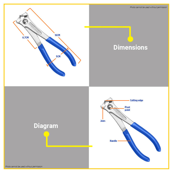 BUILDMATE Wadfow End Cutting Pliers 160mm Wire Nipper Plier for Construction & DIY Projects WPL7906 / WPL8C06 - WHT