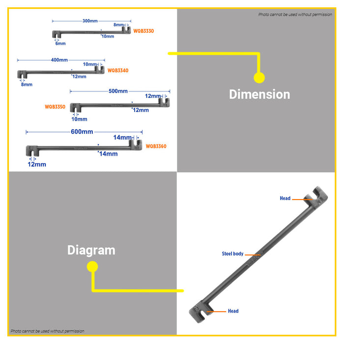 BUILDMATE Wadfow Cardbon Steel Metal Bending Bar Rod Tool 300mm - 600mm Drop Forged SOLD PER PIECE - WHT