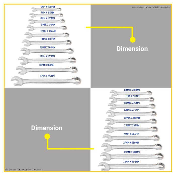 BUILDMATE Wadfow Combination Spanner 14mm-22mm Cr-V Double-Ended Box and Open End Ratchet Combination Wrench SOLD PER PIECE - WHT