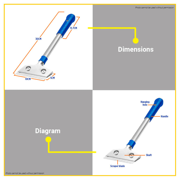 BUILDMATE Wadfow Metal Scraper 300mm Hand Metal Scrape Paint, Rust and Adhesive Glue Removal Scraping Hand Tool WGS1630 - WHT