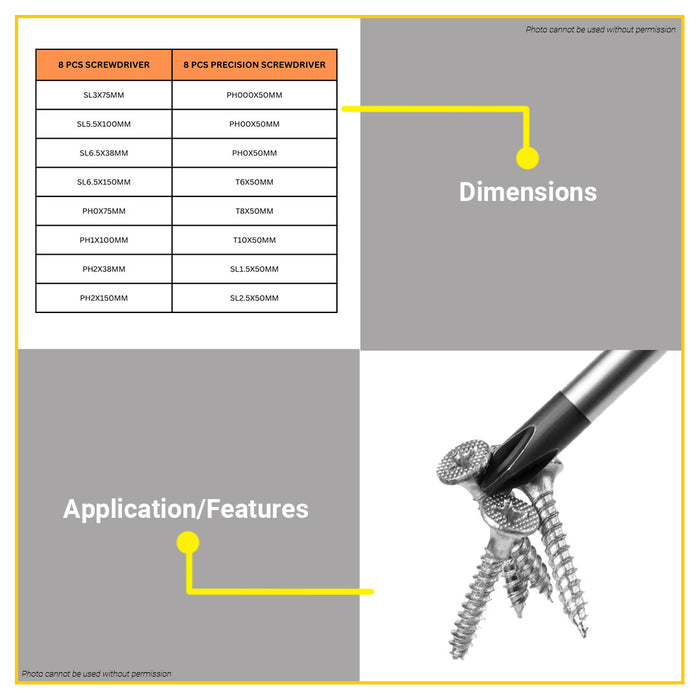BUILDMATE Wadfow 16pcs Magnetic Screwdriver Set Flat, Philips & Precision Screw Driver Cr-V Hand tool Kit WSS1416 - WHT